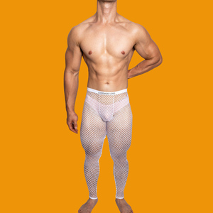 Legging long sexy en résille transparente sur mesure pour homme, fabriqué par Paton, sans caleçon intégré. - Product Image 2