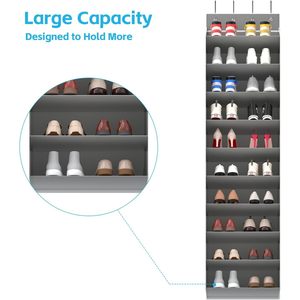 Organisateur de chaussures à suspendre à la porte, 10 niveaux, gris, pliable, pour le rangement des chaussures derrière les portes ou sur les murs - Product Image 5
