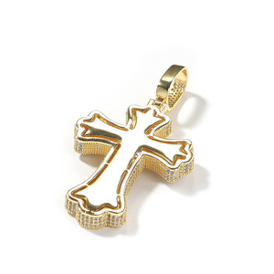 Collar con Colgante de Cruz de Zirconia Arcoíris en Forma de Espiga de Trigo, Joyería Hip Hop de Diseño Nuevo y Personalizado para Hombres y Mujeres - Product Image 3