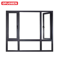 Fenêtres à battants en aluminium de style américain moderne, de grande taille, pour usage hôtelier, protection contre les tempêtes et les ouragans, isolation thermique