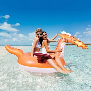 Bouée gonflable en PVC 103*51 pouces, couleurs orange et bleu, dragon, grande bouée pour adultes, pour piscine, plage, fête, amusement - Product Image 5