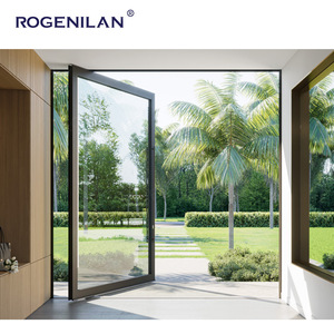 Rogenilan Hurricane Impact Aluminium Spring Door Usine Portes d'entrée personnalisées Double portes pivotantes en verre trempé - Product Image 6