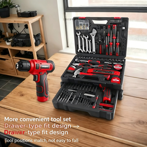 109 Pc 8V Battery Powered Drill Set With Drawer Tool Box Diy Kit - Product Image 3