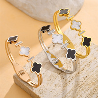 Mode 36 Styles Plaqué Or 18k Bracelet De Luxe En Acier Inoxydable Shell Zircon Lettre Papillon Manchette Bracelet pour Hommes Femmes Cadeau