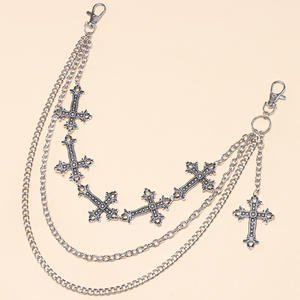 Cadena de cintura vaquera con colgante de cruz, estilo hip hop tibetano, cadena corporal de moda para hombre, uso diario, multicapa - Product Image 6