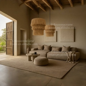 45*50cm rafia naturale fatto a mano lampada paralume in <span class=keywords><strong>Macrame</strong></span> lampadari a soffitto a parete Boho luce decorazione con copertura EH2507014 - Product Image 2