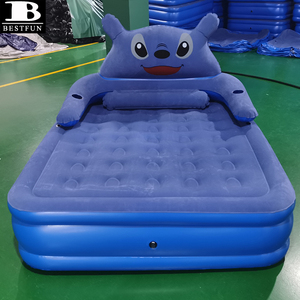 Nệm Hơi Nâng Cao Dễ Thương Cho Giường Hơi Ngoài Trời & Trong Nhà Với Tựa Lưng Gấu Trúc Và Giá Đỡ Cốc - Product Image 3