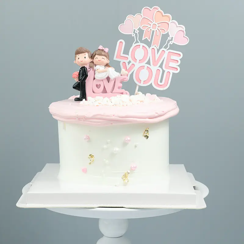 Factory Wholesale Love You Cake Plugin Happy Birthday Cake Topper Valentines day Cake Decorations