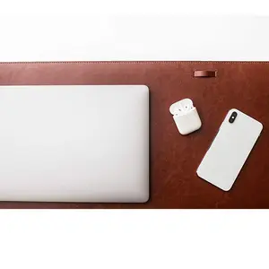双面桌垫定制尺寸鼠标垫豪华棕色PU皮革笔记本电脑垫防水皮革桌垫