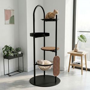 Torre de escalada integrada de hierro forjado de diseño moderno, con rascador sencillo, juguetes de lujo clásicos, en caja. - Product Image 3