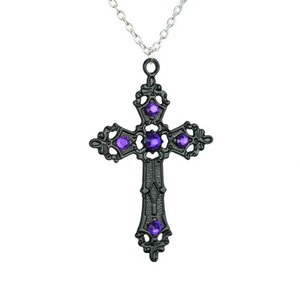 Collar con Cruz Cristiana Barroca Grande, Color Plateado con Cristales, Crucifijo Gótico y Joyería de Pascua, Crucifijo Unisex Adornado con Piedras Preciosas - Product Image 6
