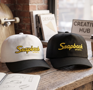 Casquette de sport snapback personnalisée, faible MOQ, OEM ODM, jaune, broderie 3D en relief, casquette de baseball bicolore 5 panneaux - Product Image 2