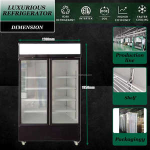 2 door double glass door display chiller bar beer cooler machine warehousing supermarket supplies - Product Image 2