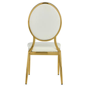 Yuvarlak geri altın gümüş çerçeve PU deri veya düğün parti için kumaş yastık istiflenebilir otel ziyafet yemek sandalyesi - Product Image 4