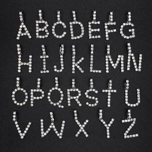 Collar con Colgante de Letra del Alfabeto con Cristales y Diamantes de Acero Inoxidable 316L, de la A a la Z, Venta al Por Mayor - Product Image 5