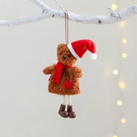 Nouvelle Décoration de Noël Transfrontalière : Pendentif Créatif en Tissu Ours avec Chapeau de Père Noël, Style Européen et Américain, pour Arbre de Noël