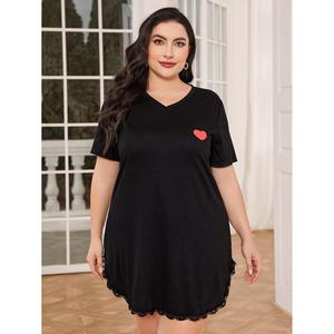 <span class=keywords><strong>Chemise</strong></span> <span class=keywords><strong>de</strong></span> <span class=keywords><strong>nuit</strong></span> ample et décontractée en mélange <span class=keywords><strong>de</strong></span> rayonne pour femmes rondes, idéale pour la maison, printemps-été - Product Image 4