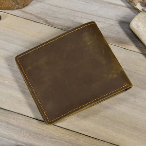 Винтажный мужской кошелек, многофункциональный держатель для карт из натуральной кожи с кнопкой - Product Image 4