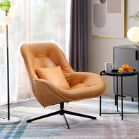 Fauteuil pivotant en similicuir, pieds en acier carbone, structure en fer, canapé individuel de loisirs en mousse haute densité pour salon/chambre
