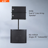 Système de sonorisation Line Array R206 + RD-H15SA avec deux enceintes supérieures de 6,5 pouces et un caisson de basses actif de 15 pouces 2*500W pour église, club, bar, banquet