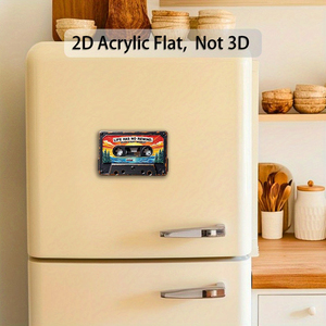 Imán para Refrigerador con Diseño <span class=keywords><strong>de</strong></span> Cinta Cassette Vintage, Inspirado en VHS, con la Frase "La Vida No Tiene Rebobinado", Acrílico <span class=keywords><strong>de</strong></span> Fuerte Adhesión - Product Image 3