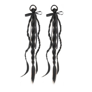 Perruque tressée pour femme, longue jusqu'aux oreilles, avec ruban de lapin, double torsion, style TikTok, en fibre haute température naturelle, double tressage à la machine - Product Image 1