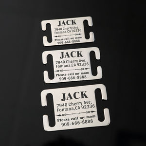 Tùy chỉnh màu đen thép không gỉ Pet nhận dạng <span class=keywords><strong>tag</strong></span> trượt uốn cong thẻ Laser đánh dấu biểu tượng thư hình Đánh Bóng động vật Pet ID <span class=keywords><strong>tag</strong></span> - Product Image 3