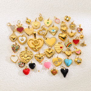 Ciondolo a Cuore Placcato Oro 18K per San Valentino, Charm in Acciaio Inossidabile Non Sbiadente per Bracciali e Bikini Fai-da-Te, Vendita all'Ingrosso - Product Image 2