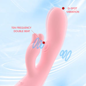 ของเล่นทางเพศแบบสั่น Triple Flirting Real Rabbit Vibrator Dildo พร้อมระบบสั่นและกระพือสองระบบ 10 แบบ สำหรับผู้หญิง กระตุ้นจุดจี คลิตอริส และช่องคลอด - Product Image 3