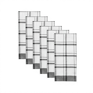 Fabricant OEM, serviettes de cuisine et de salle à manger 100% coton, imprimées et brodées, noires, vente en gros - Product Image 1