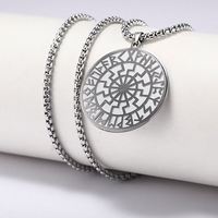 Collier Pendentif Viking Homme Runes Nordiques Slaves Amulette Talisman Acier Inoxydable Doré Longue Chaîne Boîte Bijoux