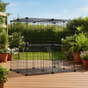 Jaula grande de metal de 2 niveles para gatos, 28 x 28 x 28 pulgadas, con escalera para uso en exteriores. - Product Image 2