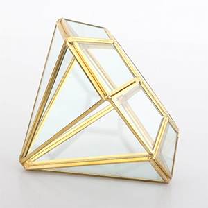 Terrario geométrico de cristal abierto dorado hecho a mano, Diamante de latón, Helecho suculento, musgo, planta, contenedor de exhibición, artesanías en maceta - Product Image 5