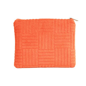 New Fashionable Jacquard Terry Cloth Zipper Portable Cosmetic Organizer Handheld <b>Towel</b> Material Travel Makeup Pouch - Product Image 3