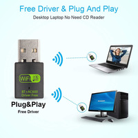 Adaptador USB WiFi de 600Mbps compatible con BT, Dongle 2 en 1 de doble banda 2.4G 5GHz, receptor inalámbrico USB para red Wlan, sin necesidad de controladores.