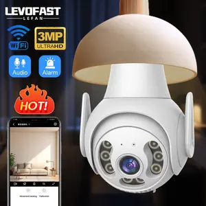 LEVOFAST kamera bohlam soket E27 WiFi rumah tahan air luar ruangan V380 Pro baru kamera Ptz bohlam lampu Audio dua arah