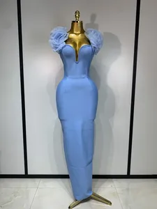 blue cheese dressing fat content Vintage 90s Blue Bandage Dress Mini Party Bodycon main image 0