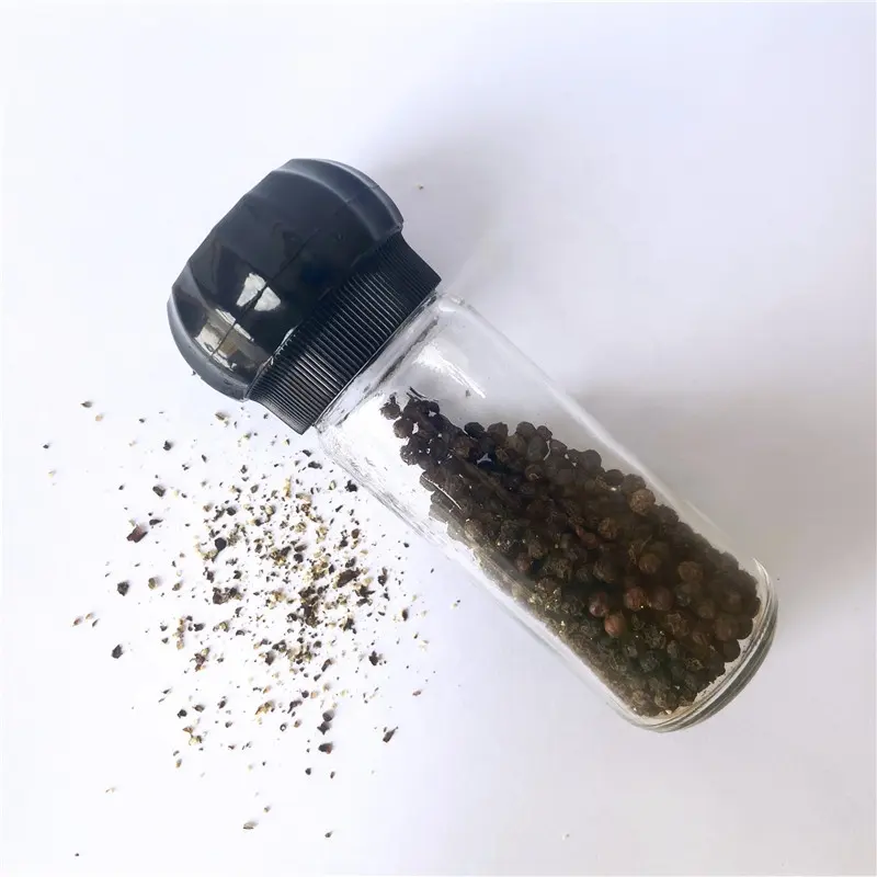 Wholesale Plastic Sea Salt Grinder Cap Pepper Spice Mills With Glass Jar