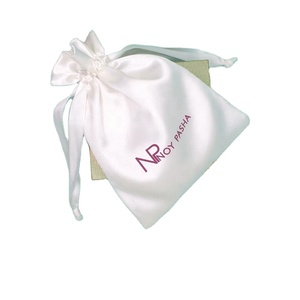 Bolsa de Regalo para Joyería Blanca Lisa Personalizada, Bolsa de Satén de Seda con Cordón, Bolsa para Guardar Pelucas - Product Image 6
