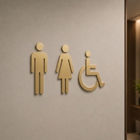 Panneau de porte ADA personnalisé en laiton brossé pour toilettes accessibles hommes femmes, idéal pour bureaux et hôtels
