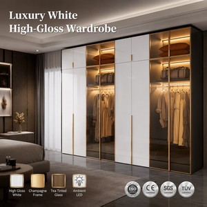 <span class=keywords><strong>Armoire</strong></span> moderne minimaliste de luxe en blanc et bois, style nordique, <span class=keywords><strong>armoire</strong></span> modulaire personnalisée pour chambre à coucher, grande capacité de rangement, <span class=keywords><strong>armoire</strong></span> de villa - Product Image 4