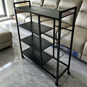 Étagère de rangement moderne <span class=keywords><strong>pour</strong></span> micro-ondes, multi-niveaux, au sol, <span class=keywords><strong>pour</strong></span> cuisine, avec design peint, <span class=keywords><strong>pour</strong></span> le rangement des aliments - Product Image 4