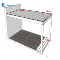 Pergola moderne écologique motorisée imperméable en aluminium 8x8 avec banc intégré, kit pré-découpé pour petit patio
