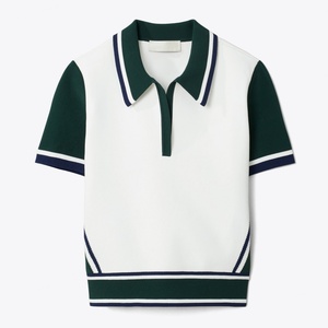 Manufacturer Custom Logo <b>Patchwork</b> Golf Short Sleeves Pickleball Cotton Tennis Polo T Shirts Tops for Women Activewear - Product Image 4