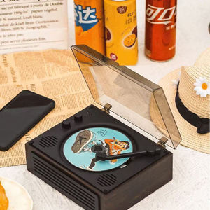 Factory Retro Style Portable CD Player Vintage Vinyl Look Audio System <b>USB</b> MP3 Disc Player Home Bedroom Gift Desktop Sound - Product Image 5