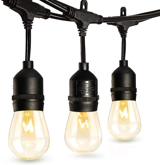 Outdoor String Lights LED Shatterproof S14 Dimmable Plastic Vintage Edison Bulbs Commercial Grade Waterproof Strand Light String