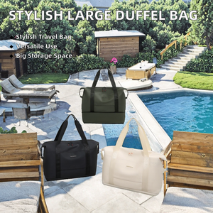 Bolsa de Lona de PVC de Gran Capacidad con Cierre de Cremallera, Estilo Moderno en Color Sólido, para Viajes Cortos de Negocios y Almacenamiento al Aire Libre - Product Image 3