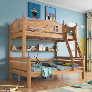 Lit superposé pour enfants en bois, design mignon de <span class=keywords><strong>prince</strong></span>, fabrication directe d'usine, avec tiroirs inférieurs et toboggan en bois de chêne - Product Image 5