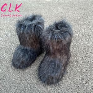 נשים חורף חם מגפי שלג חם מכירות אופנה חם פרווה מטושטש מגפיים קצרים דמוית פרווה שטוחים מגפיים פרווה לנשים - Product Image 5