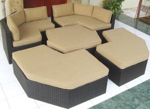 Ensemble canapé-lit rond <span class=keywords><strong>en</strong></span> osier et résine, design moderne, pour l'extérieur, table basse, sections - Product Image 4